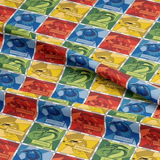 Harry Potter™ Stained Glass Blocks Cotton Fabric